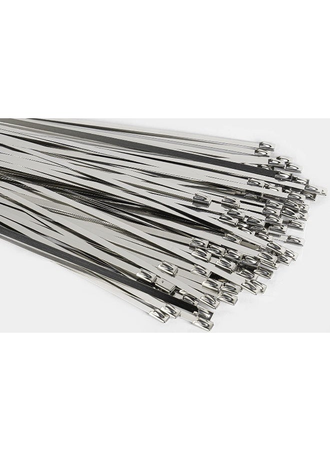 100pcs 11.8 Inches Stainless Steel Exhaust Wrap Multi-Purpose Locking Cable Metal Zip Ties