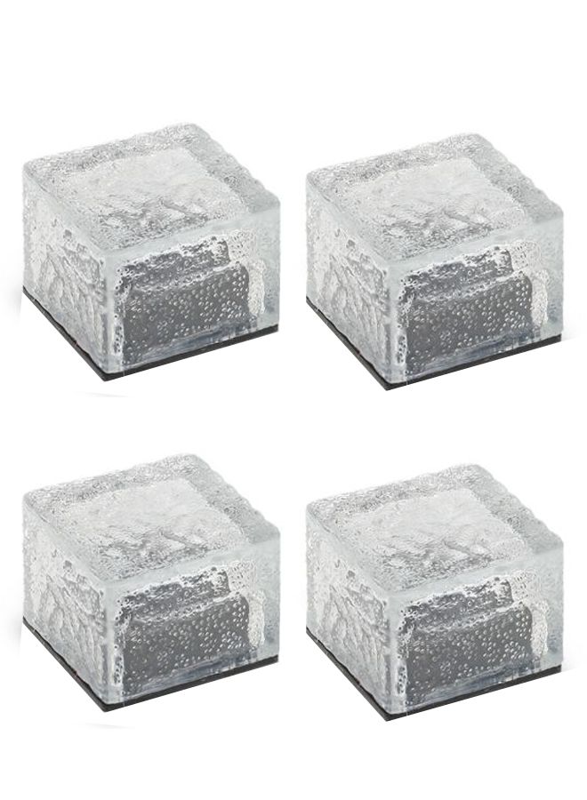 4-Piece Ice Cube Solar Powered Crystal Brick LED Night Lamp Set Clear