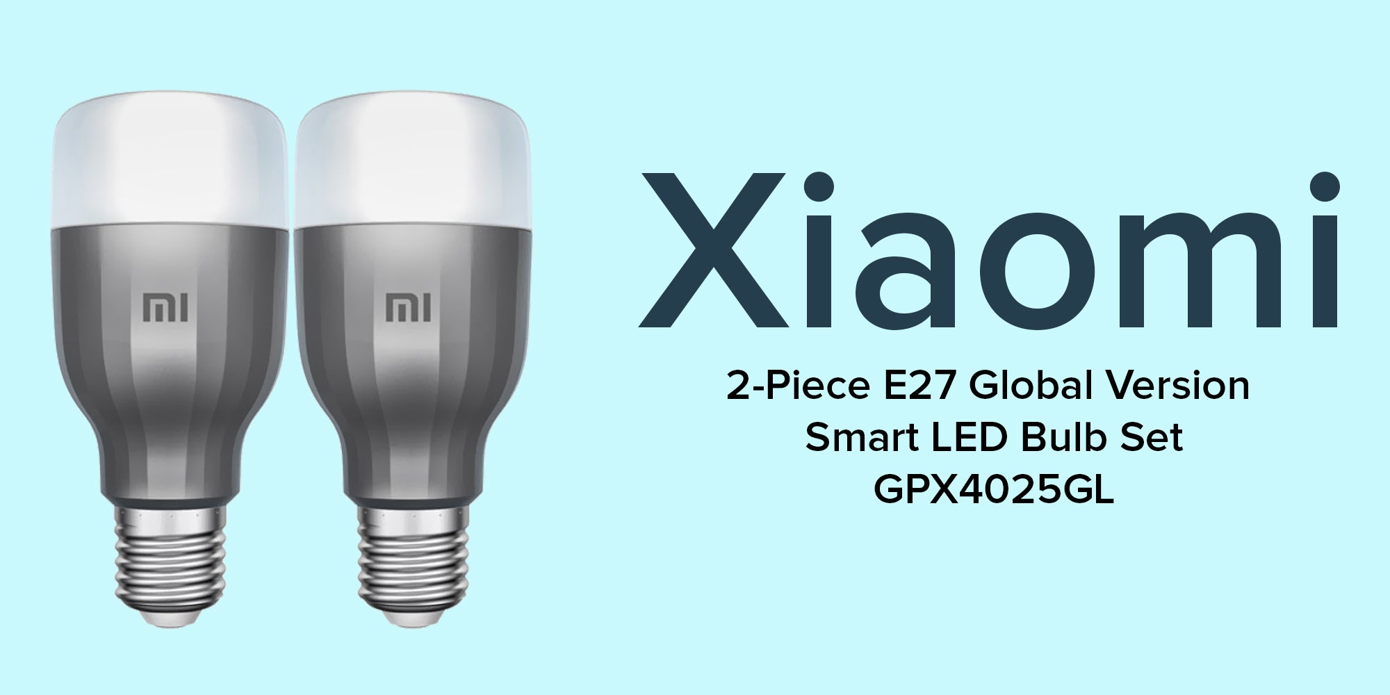 2-Piece E27 Global Version Smart Colourful LED Bulb Set White/Grey