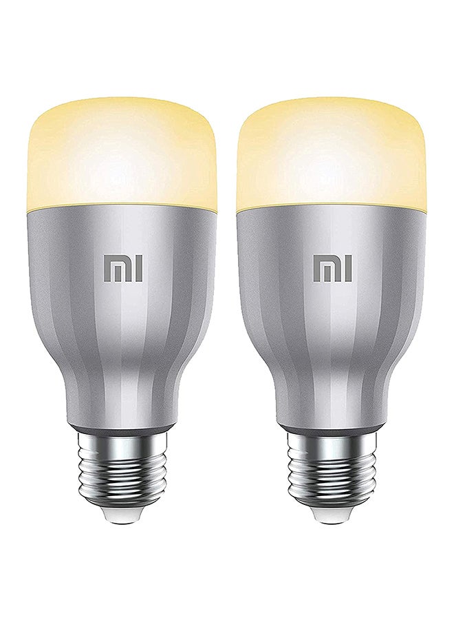 2-Piece E27 Global Version Smart Colourful LED Bulb Set White/Grey