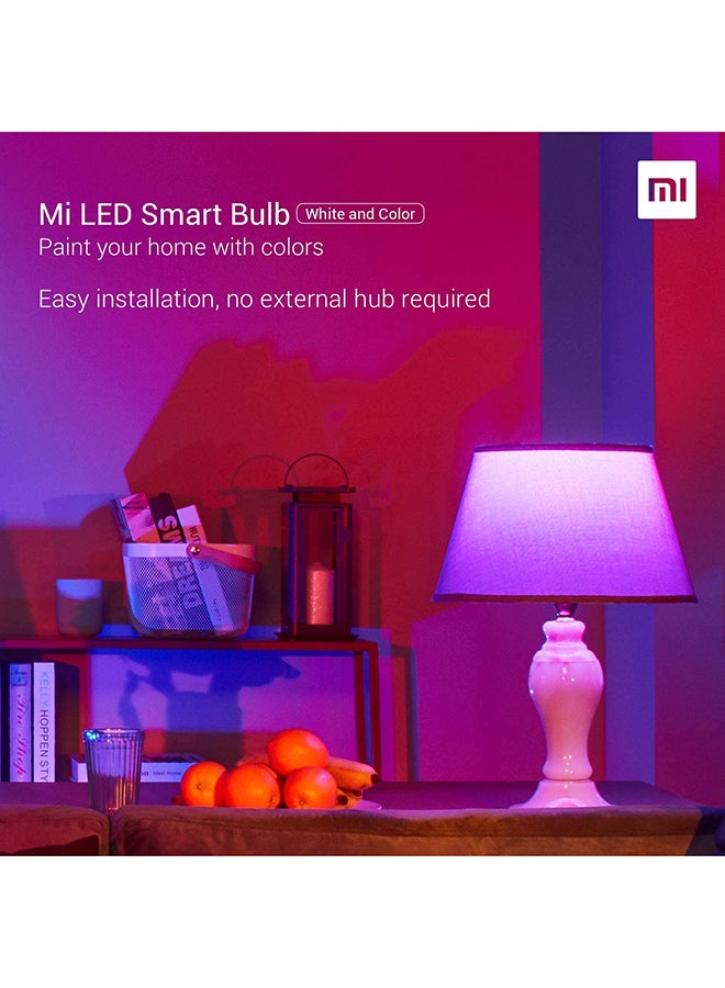 2-Piece E27 Global Version Smart Colourful LED Bulb Set White/Grey