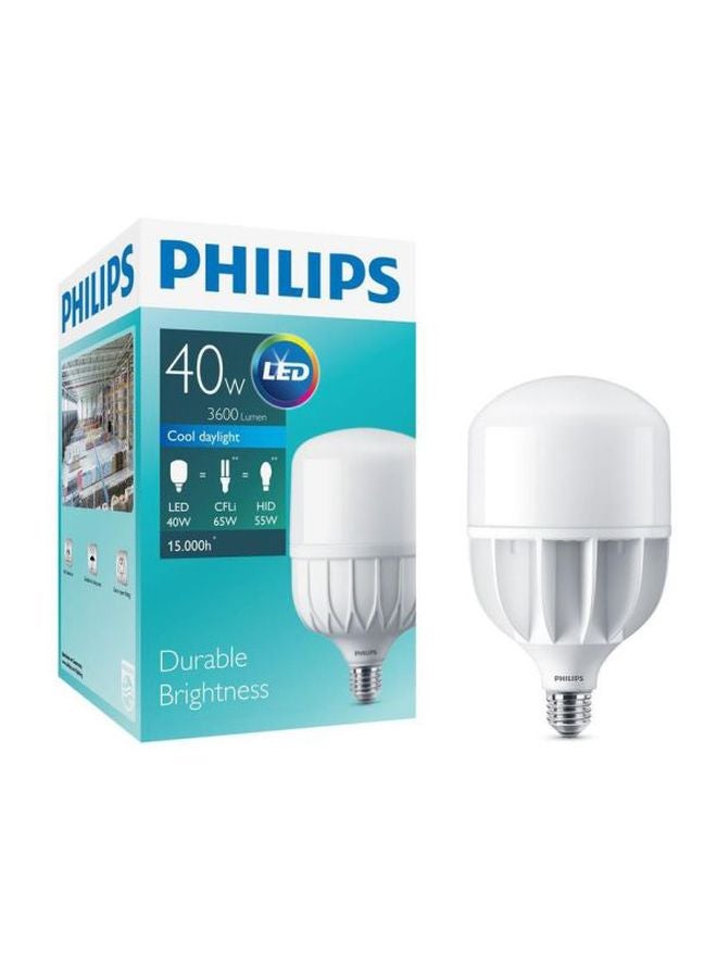 T-Force Durable Long Lastic Core HP 40W Night Light E27 865 Coolday LED Bulb White/Silver 11.8x19.4x11.8cm