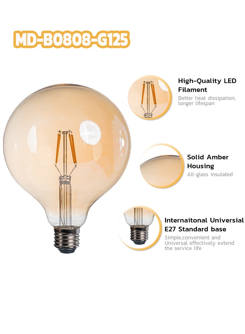 LED Bulb Edison Vintage 8W Warm White 175X125 millimeter 5 pcs