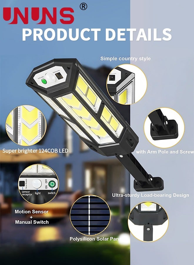 Led Solar Street Light,Led Remote Control Solar With Remote Control,3 Modes Waterproof Solar Flood Lights Lamp Outdoor For Yard,Garden,Path,Parking Lot