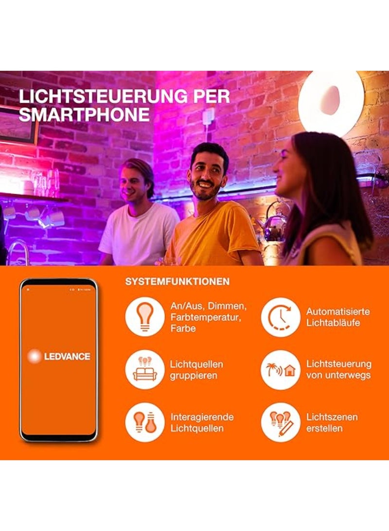 LEDVANCE Smart LEDLamp with WiFi Technology, Base: E14, Di mmable, Tunable White (2700-6500K), RGB Colors Changeable, Replaces Incandescent Lamps with 40 W, SMART+ WiFi Candle Multicolour, 1-Pack
