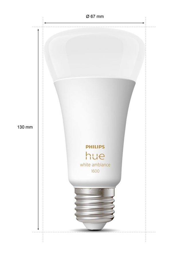 Philips Hue NEW White Ambiance Smart Light Bulb 100W - 1600 Lumen [E27 Edison Screw] With Bluetooth. Works with Alexa, Google Assistant and Apple Homekit Multi White