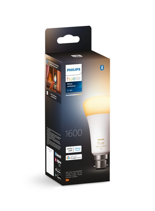 Philips Hue NEW White Ambiance Smart Light Bulb 100W - 1600 Lumen [E27 Edison Screw] With Bluetooth. Works with Alexa, Google Assistant and Apple Homekit Multi White