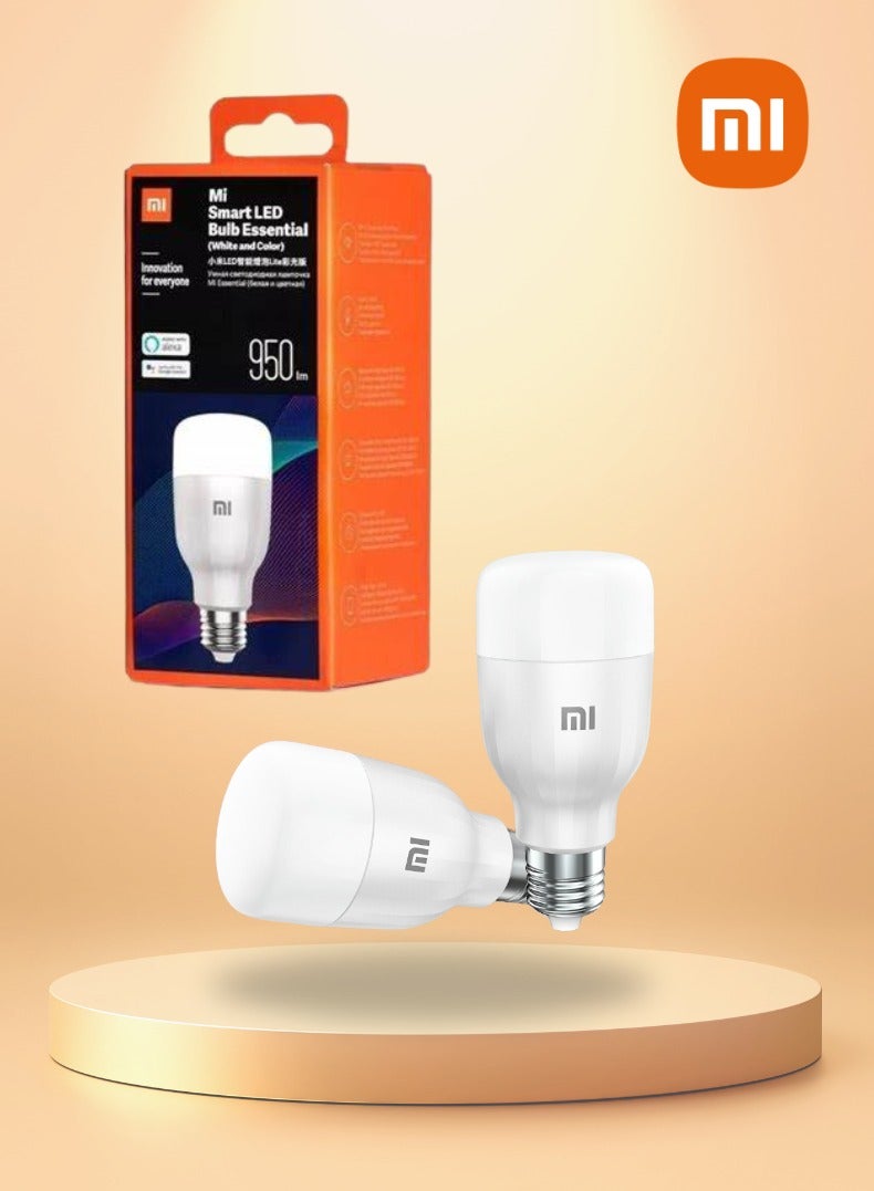 2Pcs Mi Smart Led Bulb Colorful 950 Lumens 9W Bulb Voice Control, Works With Alexa And Google Assistant (Upgraded Version)