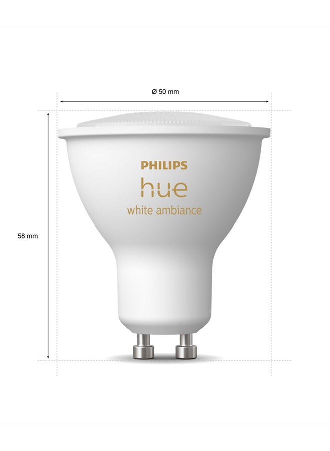 Philips Hue White Ambiance Smart Light Bulb 2 Pack [GU10 Spot] With Bluetooth. Works with Alexa, Google Assistant and Apple Homekit Multi White