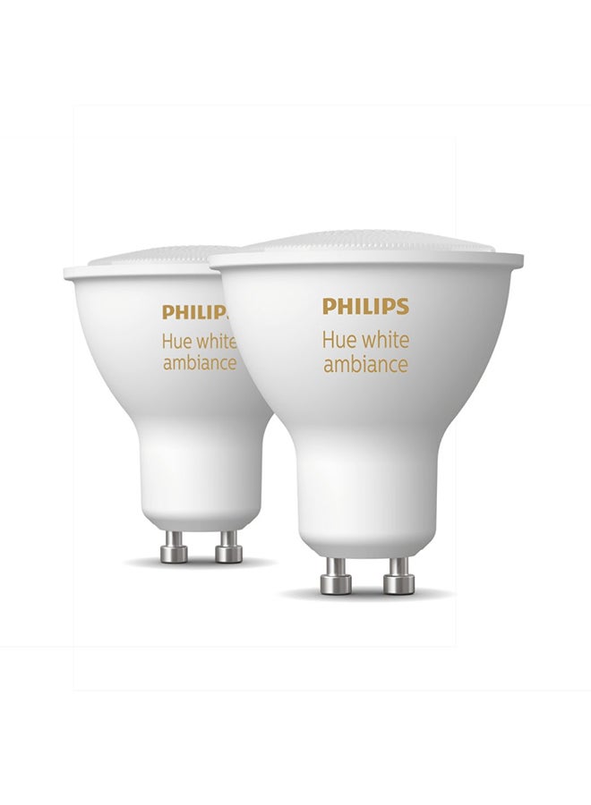 Philips Hue White Ambiance Smart Light Bulb 2 Pack [GU10 Spot] With Bluetooth. Works with Alexa, Google Assistant and Apple Homekit Multi White