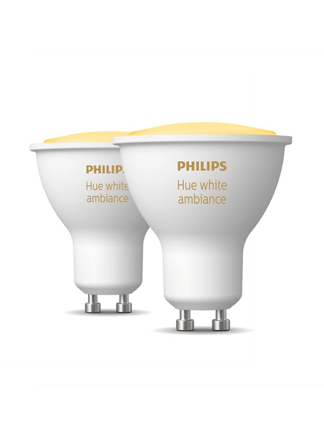 Philips Hue White Ambiance Smart Light Bulb 2 Pack [GU10 Spot] With Bluetooth. Works with Alexa, Google Assistant and Apple Homekit Multi White