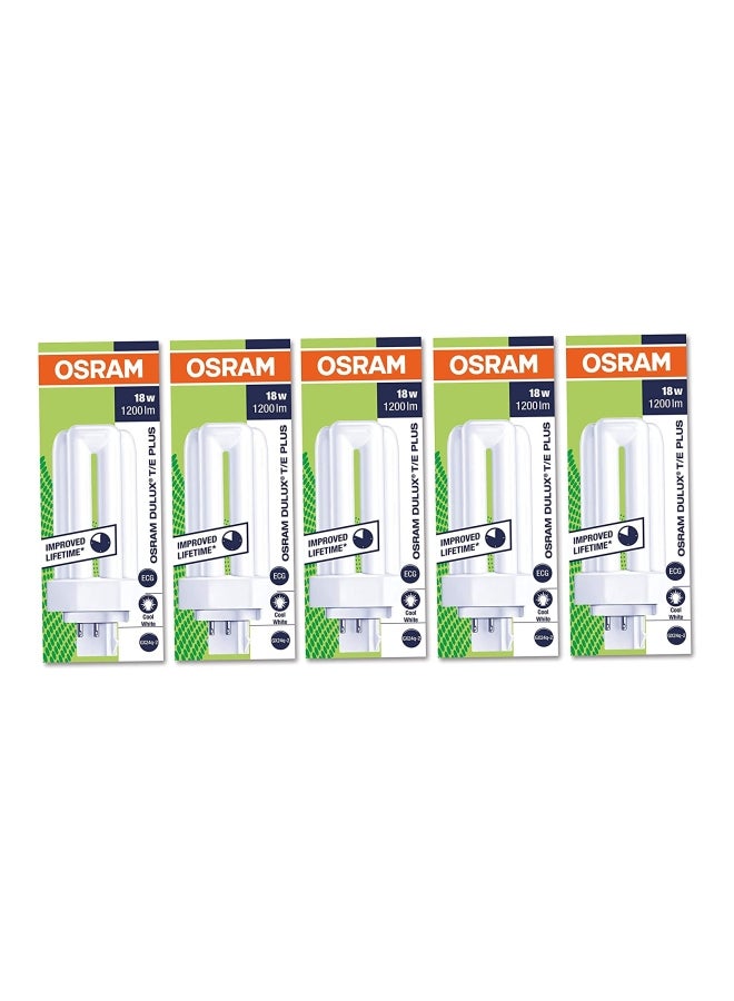 DuluxD/E Energy Saver Quick Tonic ECG Cflni, 2 Tubes (18w) 4 Pin - Plug In Base- G24q-3, 1200 Lm - Lumilux Day Light/Energy Class A - Pack Of 5 white 10 x 10 x 8cm