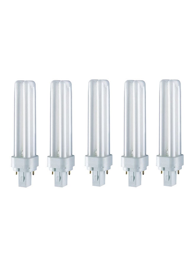 5-Piece Dulux D 2 Pin 26 W Energy Saving Daylight CFL Bulb