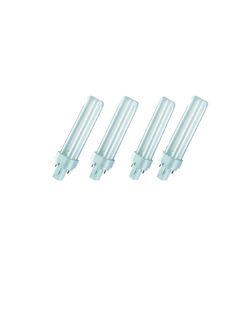 Osram Dulux D Home Decorative Durable Fluorescent Lamp (G24d-2 18W 840 4000K 1200lm) 2 PIN Pack of 4, luminous flux - COOL WHITE