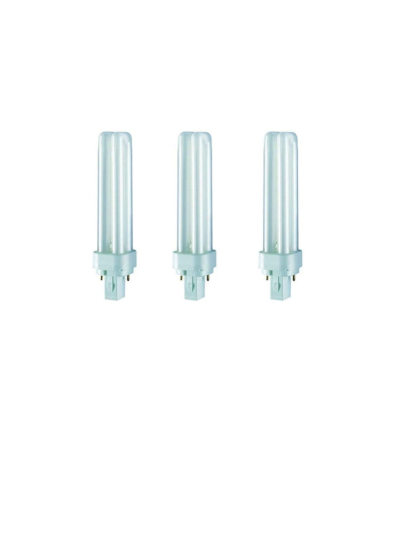 Osram Dulux D Home Decorative Durable Fluorescent Lamp (G24d-2 18W 840 4000K 1200lm) 2 PIN Pack of 3, luminous flux - COOL WHITE