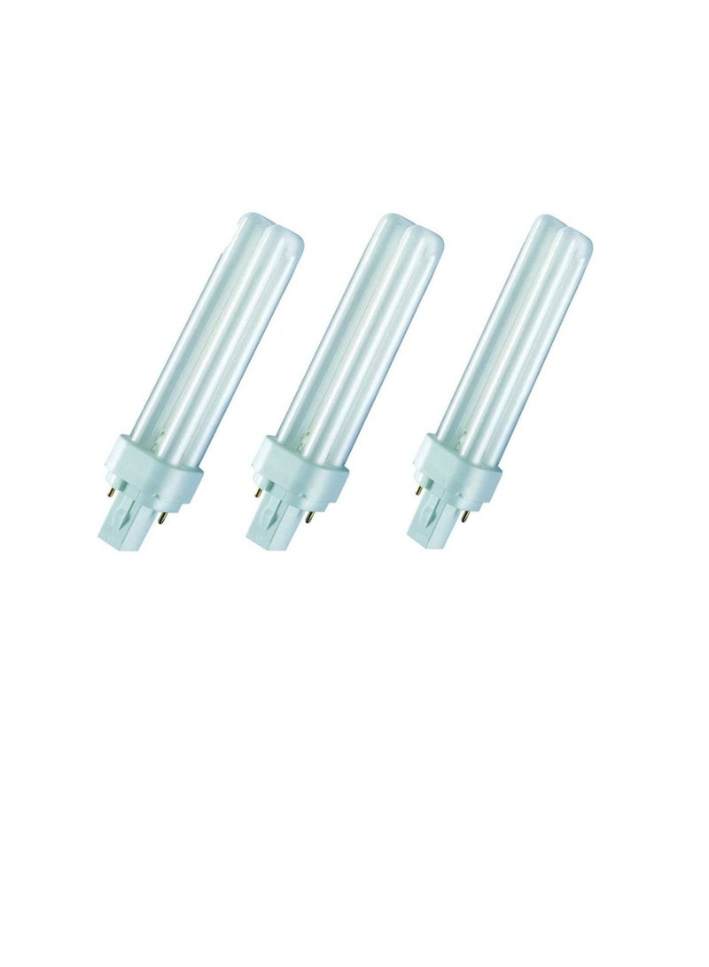 Osram Dulux D Home Decorative Durable Fluorescent Lamp (G24d-2 18W 840 4000K 1200lm) 2 PIN Pack of 3, luminous flux - COOL WHITE