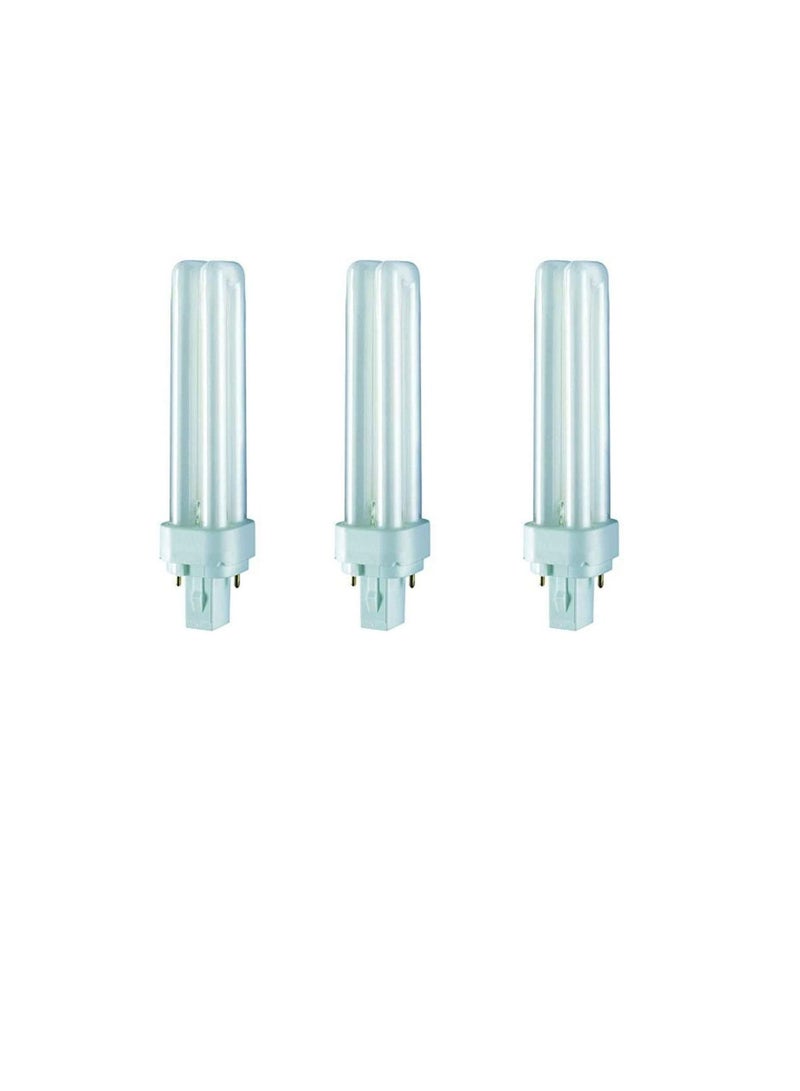 Osram Dulux D Home Decorative Durable Fluorescent Lamp (G24d-2 18W 840 4000K 1200lm) 2 PIN Pack of 3, luminous flux - COOL WHITE