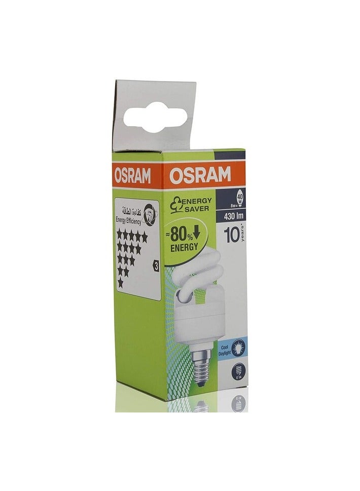 Osram Dulux Mini Twist 8W Cool Daylight Energy Saver Bulb Spiral E14 Base