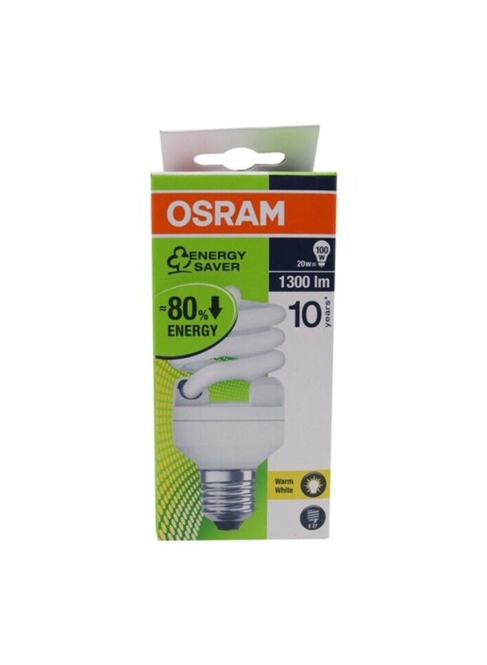 Osram Superstar Mini Twist E27 CFL Bulb 20W White