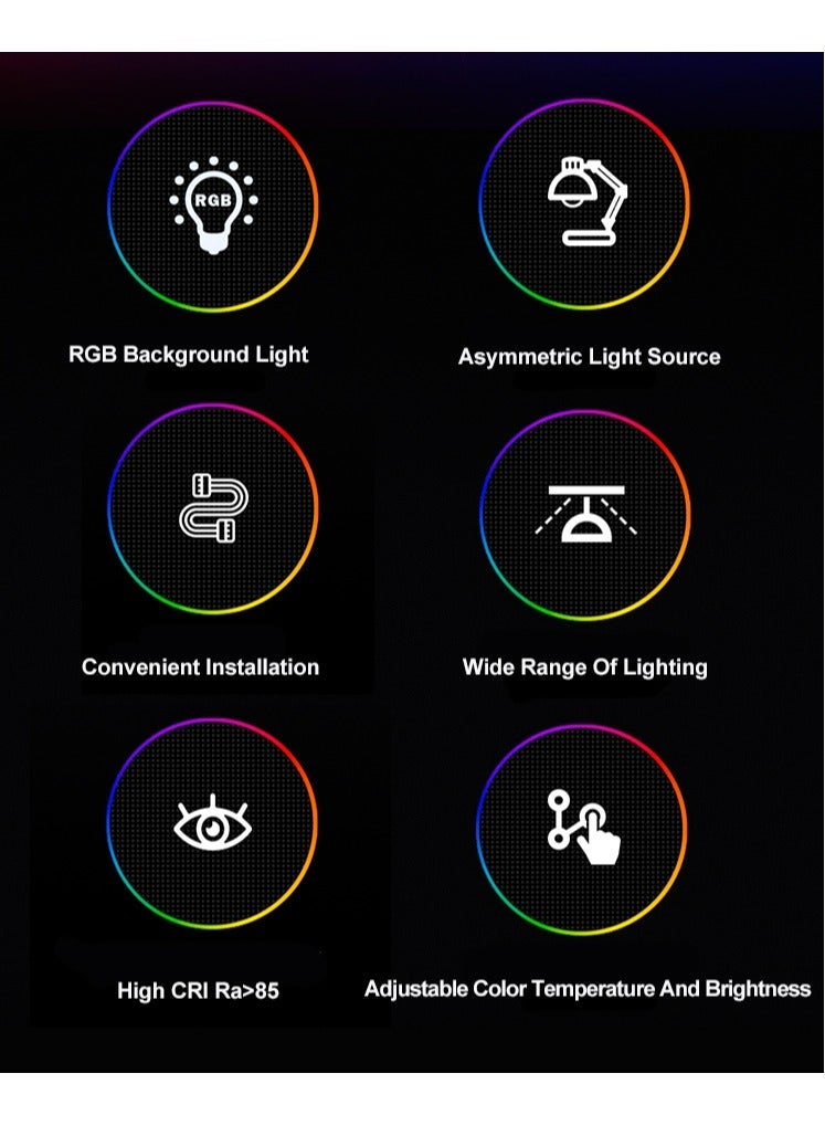 Curved Monitor Light Bar RGB Backlight, Eye-Care Dual Light Computer Light Bar Gaming Home Office Desk Lamp,15 Modes Dimmable Backlight,3 Color Temperature Adjustable Brightness,Ra80 Screen Light Bar