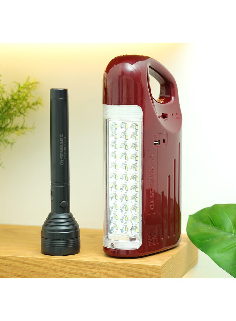 2 In 1 Rechargeable LED Emergency Light And Flashlight Torch Multicolour