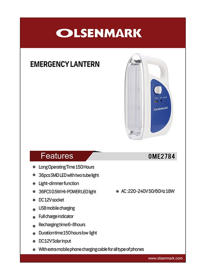 Rechargeable LED Emergency Light White/Blue