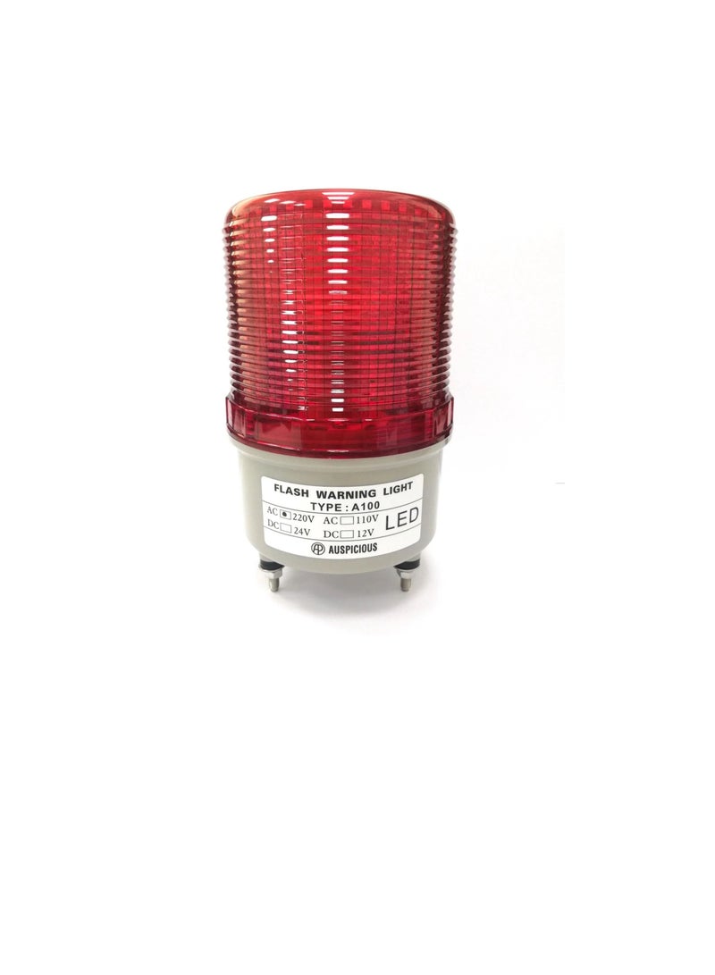 Red LED Beacon Light Flashing Type Screw Mount Base A100F Auspicious 220VAC