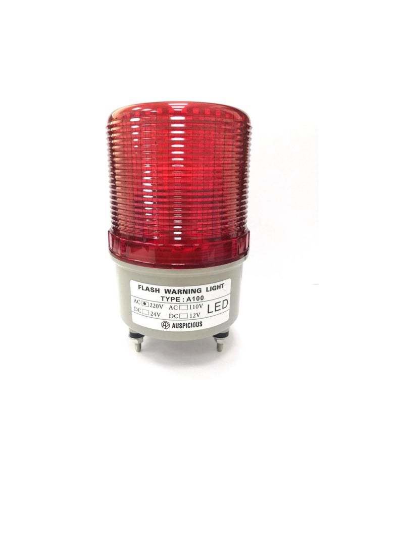 Red LED Beacon Light Flashing Type Screw Mount Base A100F Auspicious 220VAC