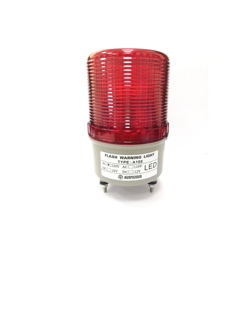 Red LED Beacon Light Flashing Type Screw Mount Base A100F Auspicious 220VAC