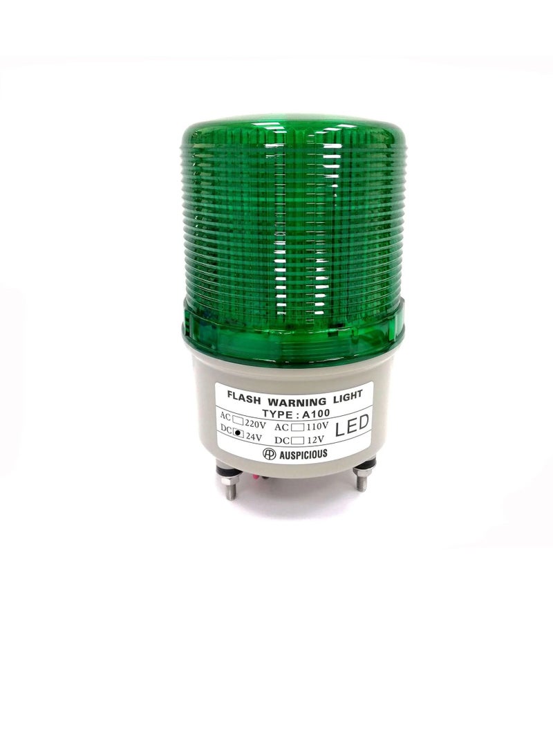 Flashing Warning Light LED Type Green Color A100F 24 VDC