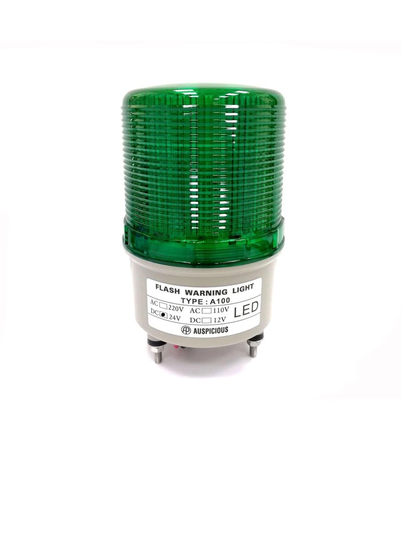 Flashing Warning Light LED Type Green Color A100F 24 VDC