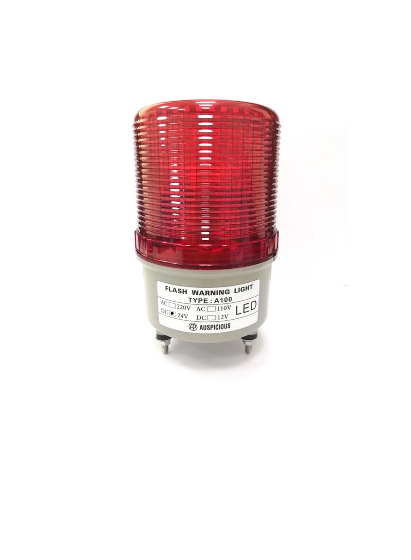Red LED Beacon Light Flashing Type Screw Mount Base A100F Auspicious 12VDC