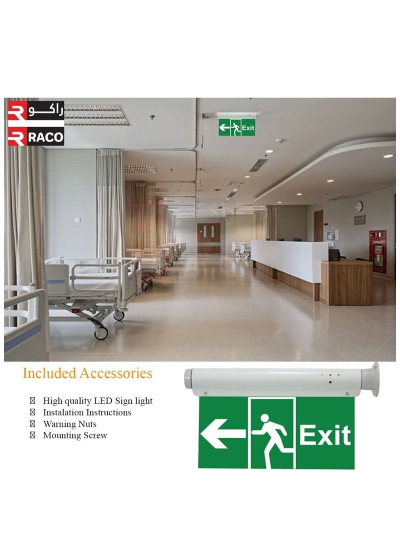 RACO RR Escape LED Sign Emergency Exit Light with Battery Backup , Acrylic Clear Panel Exit Sign (Exit Left)