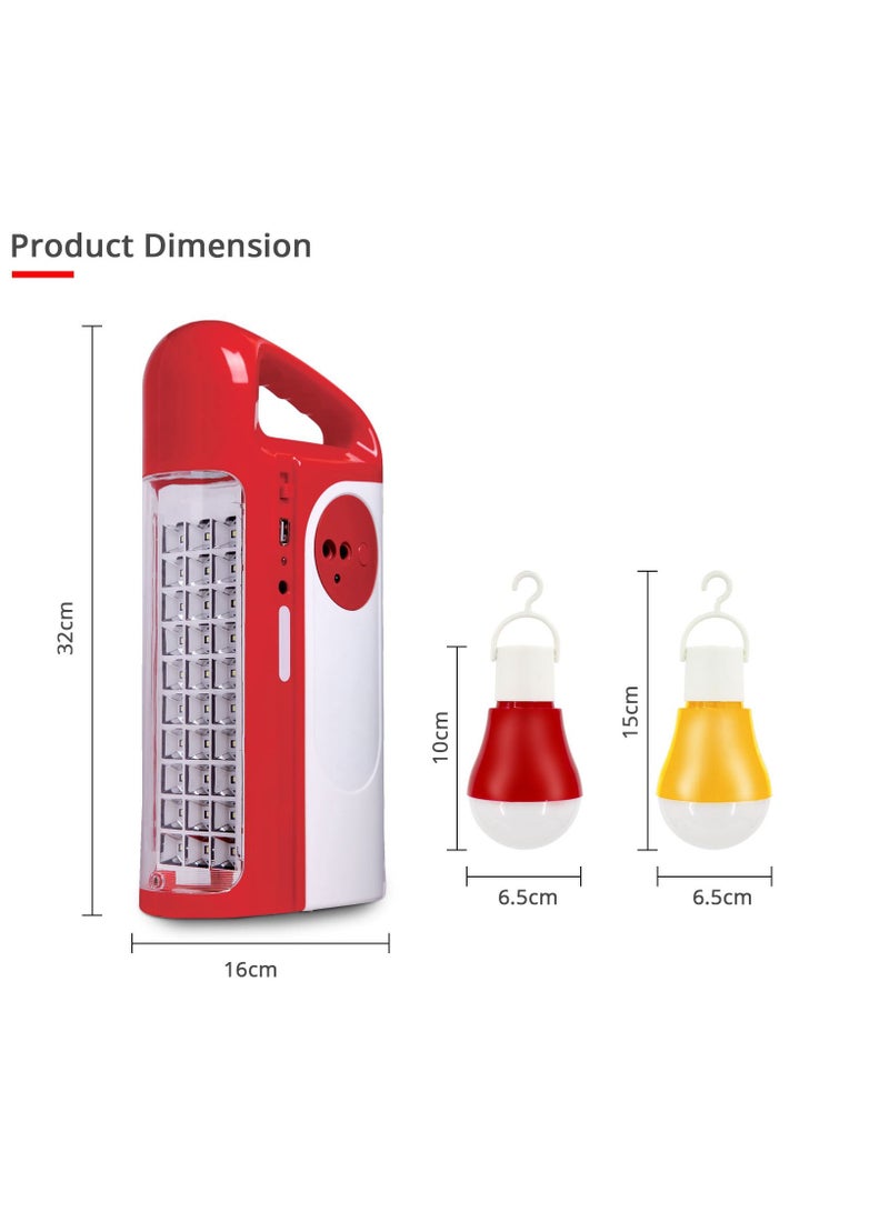 Rechargeable 30PCS Super LED Emergency Light With 2 LED Bulb USB And DC Solar Charger Jack