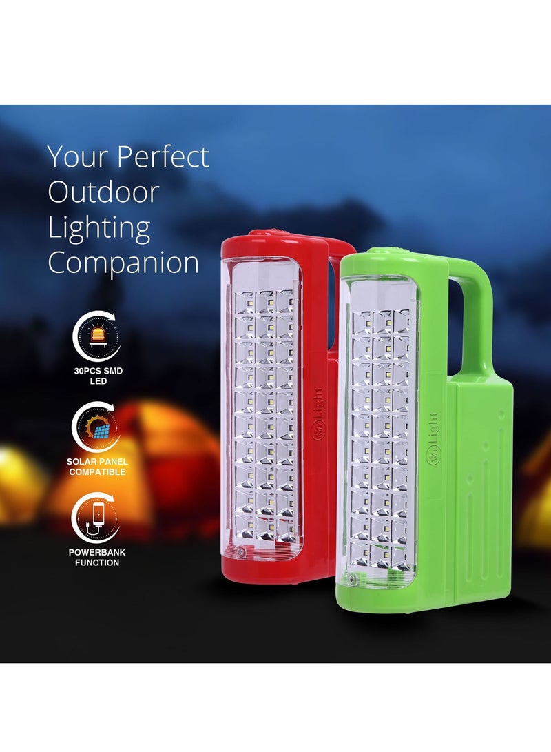 2 In 1 Combo 30 PCS LED Rechargeable Emergency Light Lantern Solar Panel Compatible