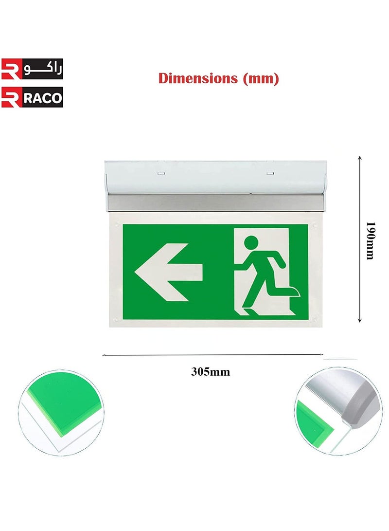 RACO ESP Duceri Wall Celing Mounted Emergency Exit Sign Board 2W LED Exit Left