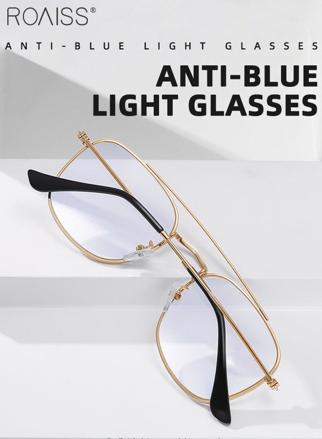 Blue Light Blocking Glasses Blue Light Filter Computer Reading Gaming TV Phones Square Eyeglasses Fashion Anti Eyestrain Headache Eyewear for Men Women Gold 54mm