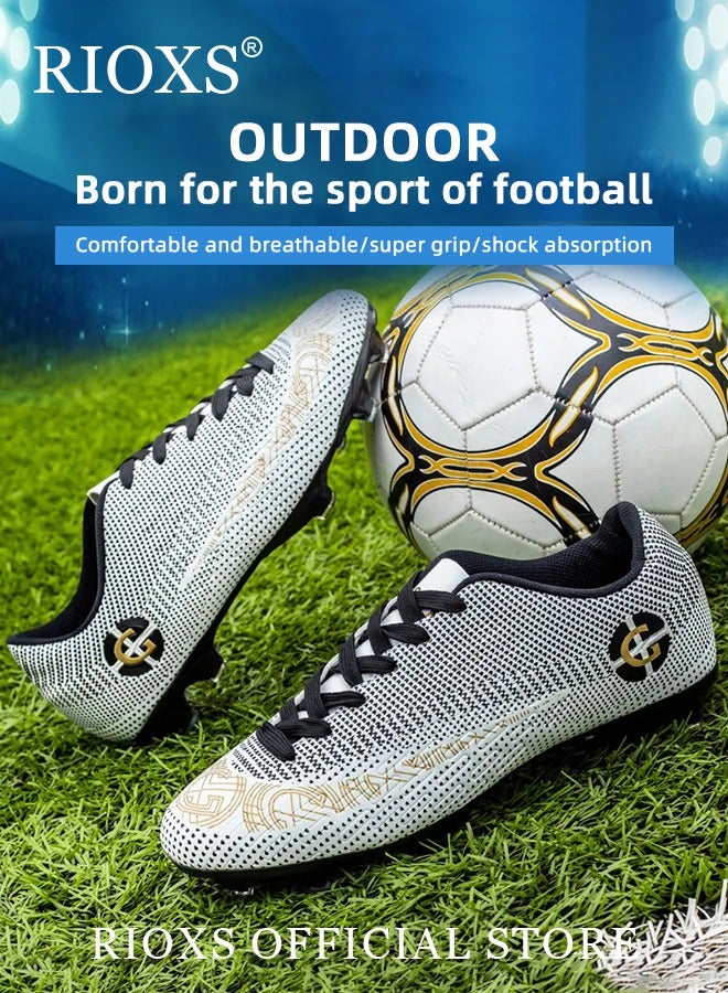 Men's Soccer Shoes Professional Competition Football Boots Training Boy's Outdoor Non-Slip Sneakers For Kids Lightweight Teenagers Adults