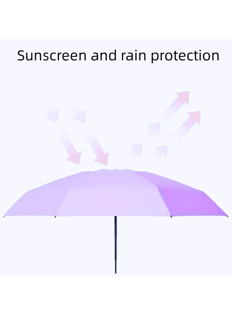 Portable UV Protection Umbrella - windproof, small - compact, lightweight, sturdy, mini, folding and portable for men and women, 5-foldlightweightseries-6bones+capsules (Purple)