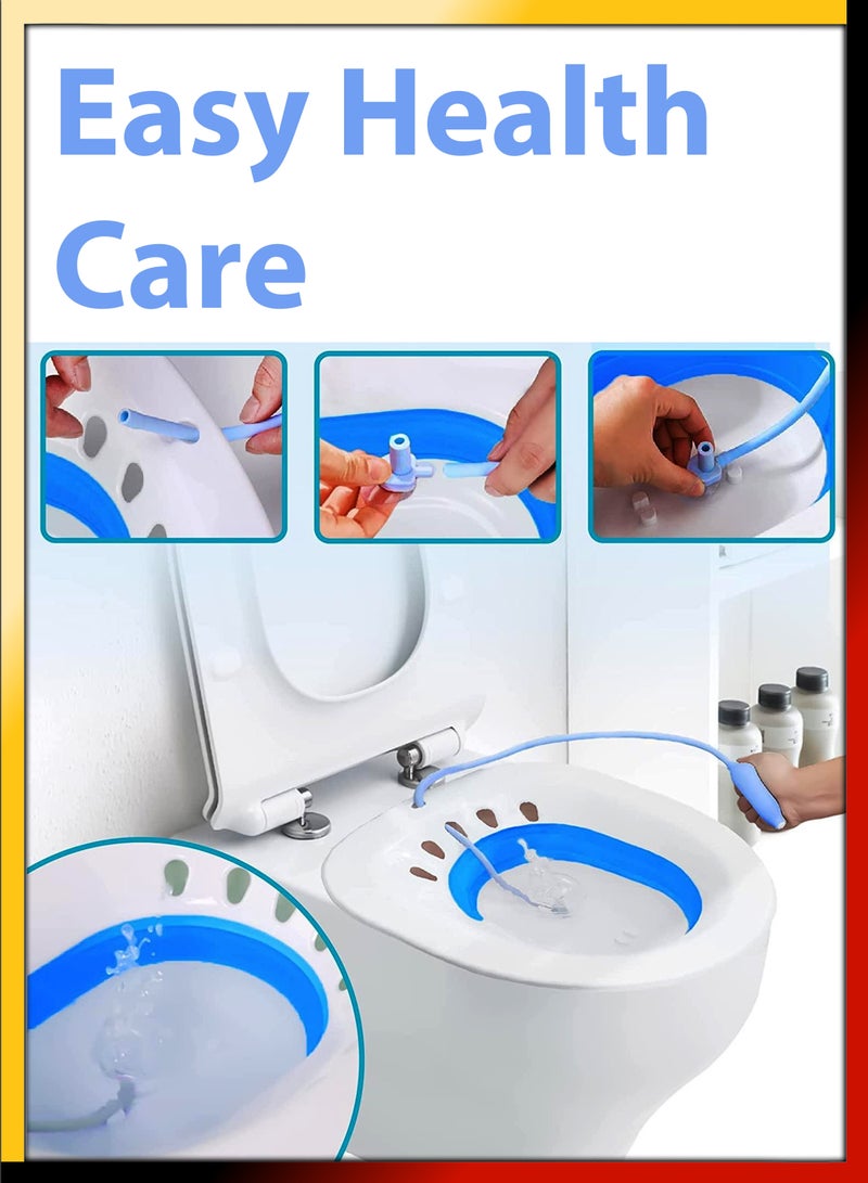 Foldable Sitz Bath For Toilet Seat Soothes Hemorrhoids And Perineum Postpartum Care Pregnant Women Perineal Care Yoni Steam Collapsible Basin Flusher Hose Drain Holes Wider Seating Area Deeper Bowl