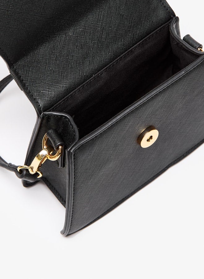 Solid Satchel Bag with Handle and Magnetic Closure