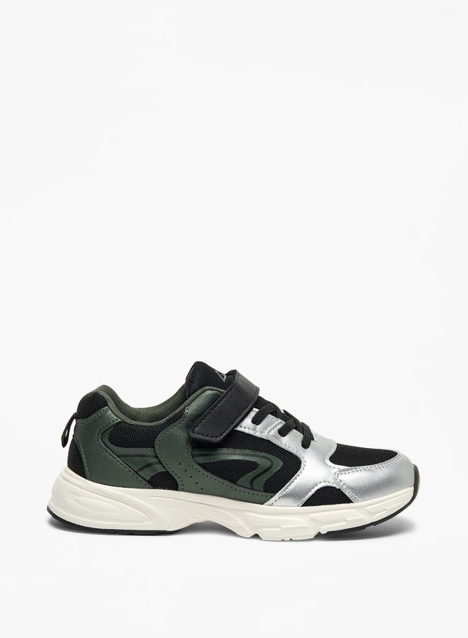 Panelled Sneakers with Hook and Loop Closure