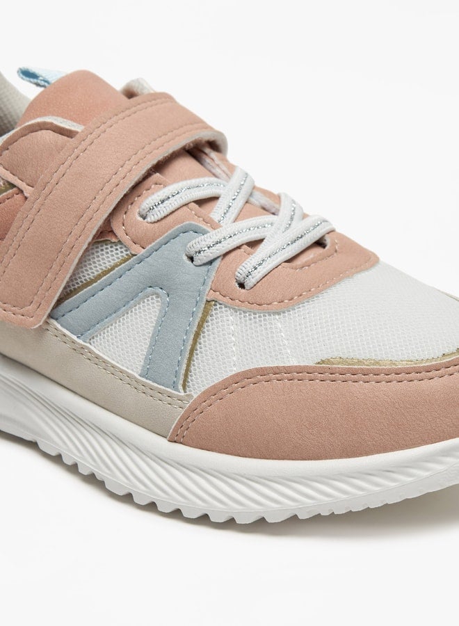 Panelled Sneakers with Hook and Loop Closure