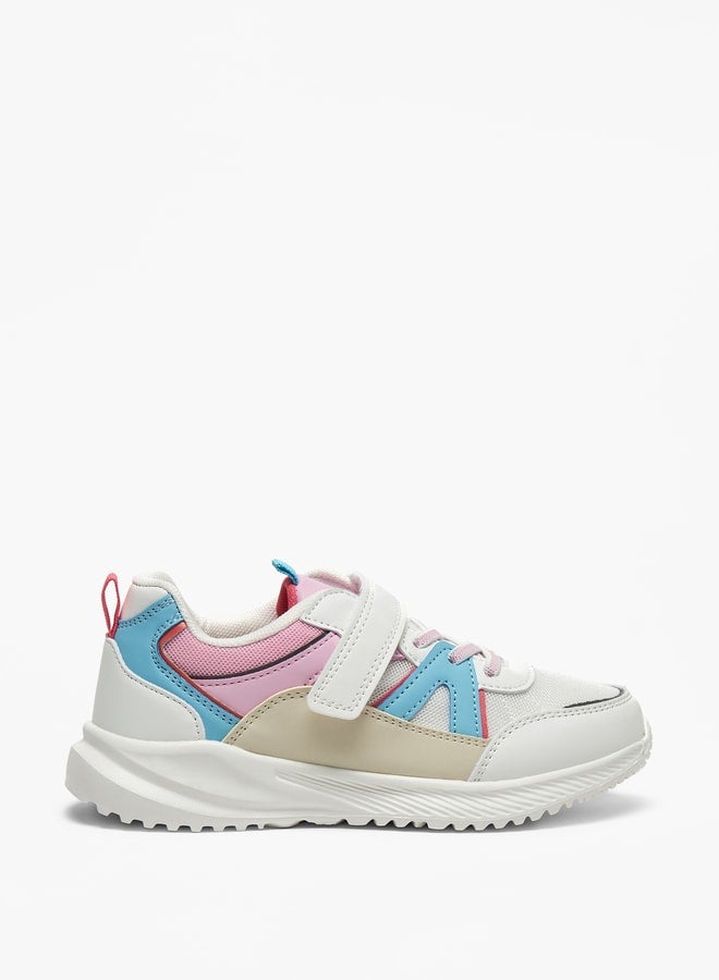 Panelled Sneakers with Hook and Loop Closure