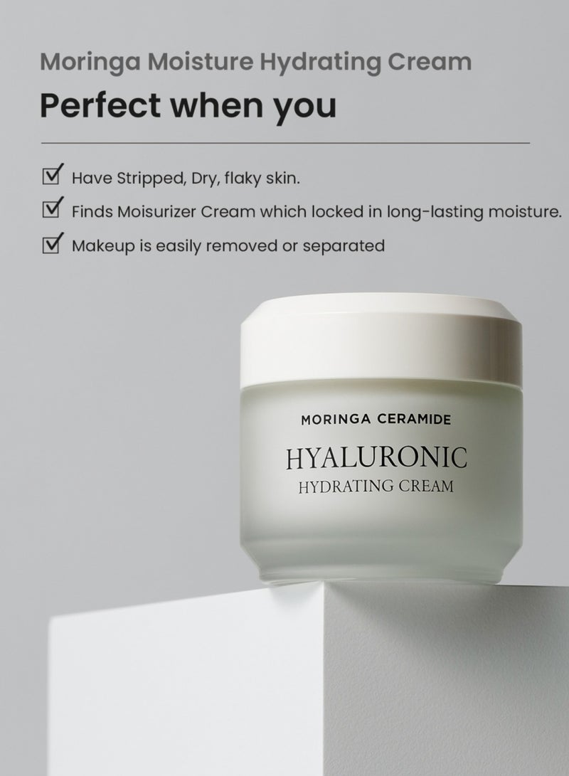 Moringa Ceramide Hyaluronic Hydrating Cream 50ml - Rich Moisturizing Cream with Ceramides and Hyaluronic Acid for Deep Hydration