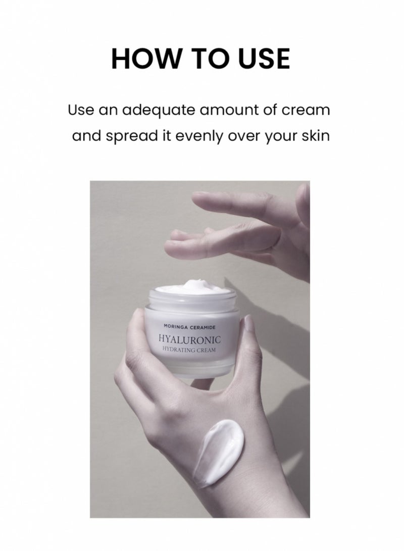 Moringa Ceramide Hyaluronic Hydrating Cream 50ml - Rich Moisturizing Cream with Ceramides and Hyaluronic Acid for Deep Hydration