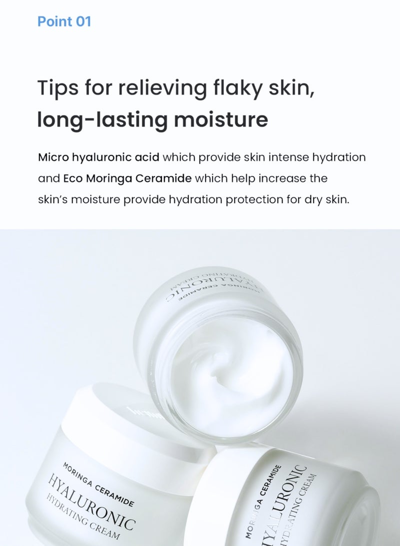 Moringa Ceramide Hyaluronic Hydrating Cream 50ml - Rich Moisturizing Cream with Ceramides and Hyaluronic Acid for Deep Hydration