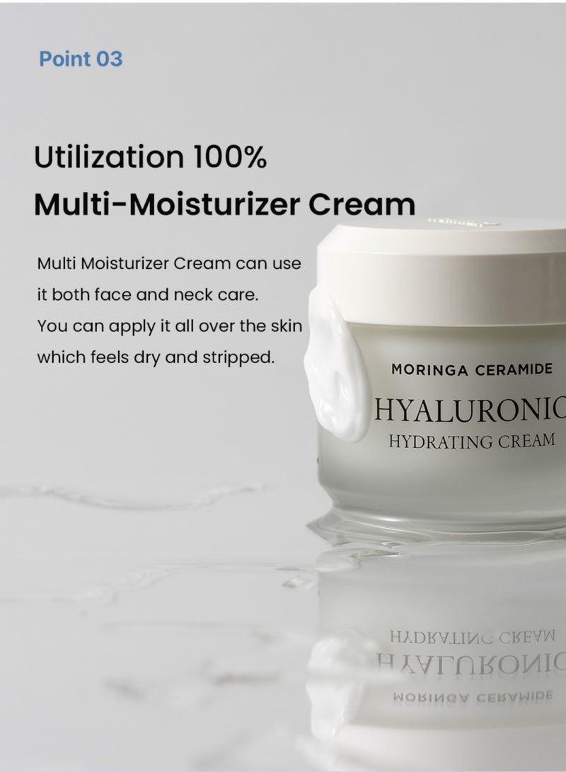 Moringa Ceramide Hyaluronic Hydrating Cream 50ml - Rich Moisturizing Cream with Ceramides and Hyaluronic Acid for Deep Hydration