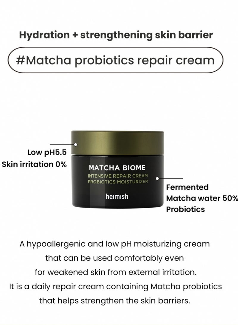 HEIMISH Matcha Biome Intensive Repair Cream 50ml - Deep Moisturizing and Repairing Cream with Antioxidant-Rich Matcha Extract