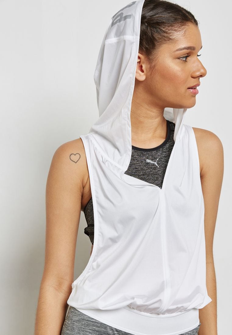 Stretchable Hooded Jumpsuit White/Grey